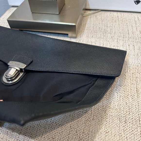 Prada Push Lock Portfolio Pouch in Saffiano Leather & Tessuto Nylon - Picture 11 of 12
